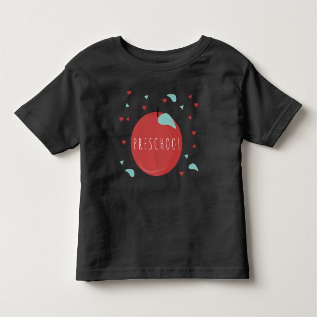 Camiseta Infantil Pré-escola bonita de volta à Apple da escola (Frente)