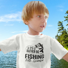 Camiseta Infantil Preferencialmentes Estão Pescando Com O Vovô Engra