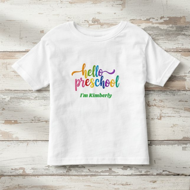 Camiseta Infantil Preschool Shirt, Hello Preschool, First Day  (Criador carregado)