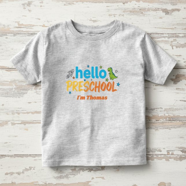 Camiseta Infantil Preschool Shirt, Hello Preschool, First Day  (Criador carregado)