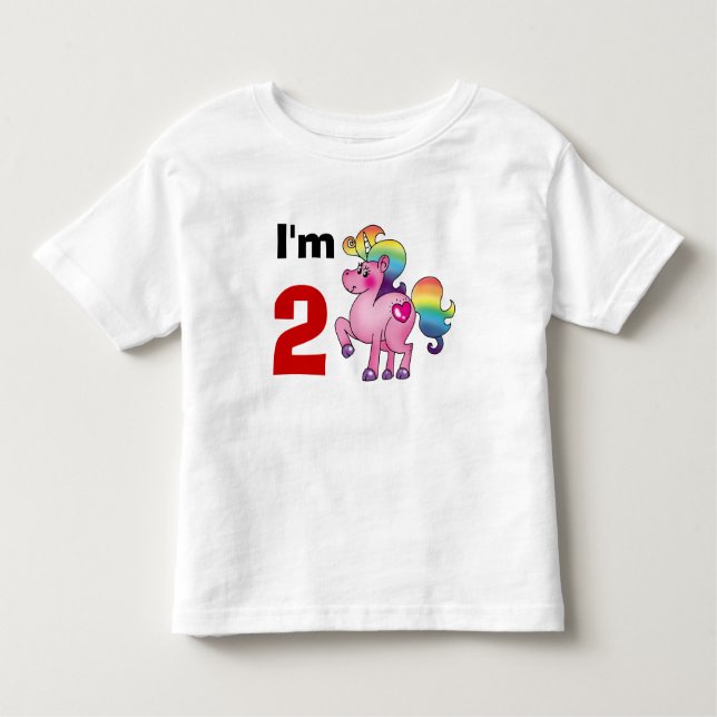 Camiseta Infantil Presente de 2 anos de idade (pônei unicórnio) (Frente)
