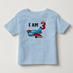 Camiseta Infantil presente de aniversário de 3 anos (avião)