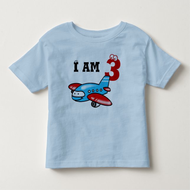 Camiseta Infantil presente de aniversário de 3 anos (avião) (Frente)