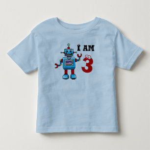 Camiseta Infantil presente de aniversário de 3 anos - robô