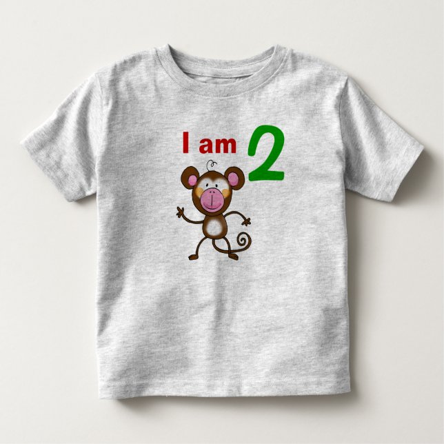 Camiseta Infantil Presente de aniversário de três anos (macaco-prego (Frente)