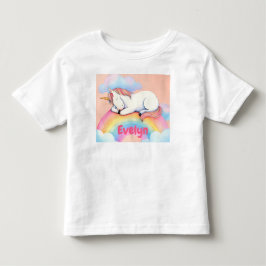 Camiseta Infantil Presente Unicórnio Personalizado, Aquarelas, 
