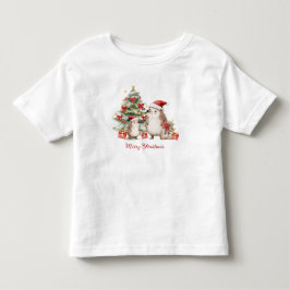 Camiseta Infantil Presentes da Árvore de Natal doouriço-cacheiro par