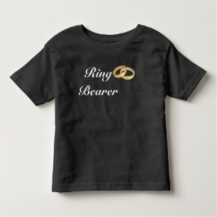 Camiseta Infantil Preto e Branco   Dourado Anéis de Casamento