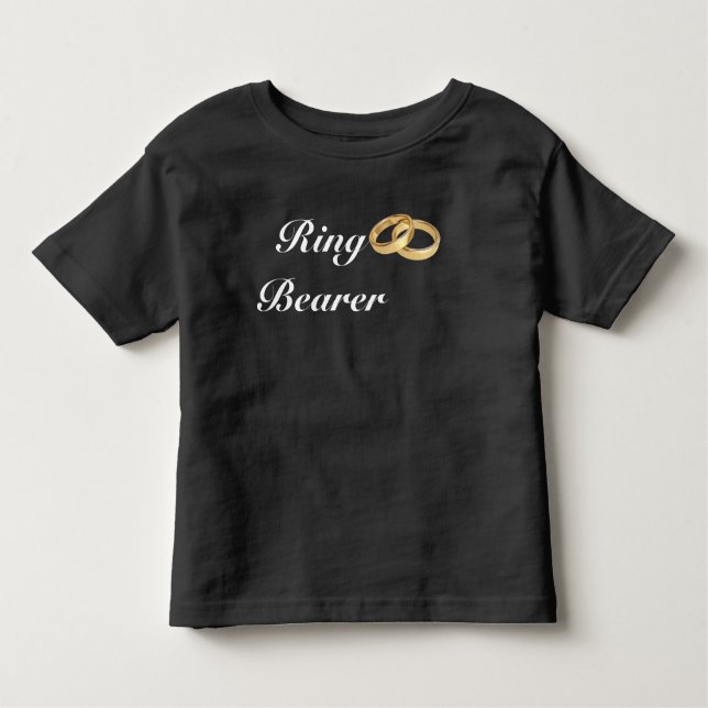 Camiseta Infantil Preto e Branco | Dourado Anéis de Casamento (Frente)