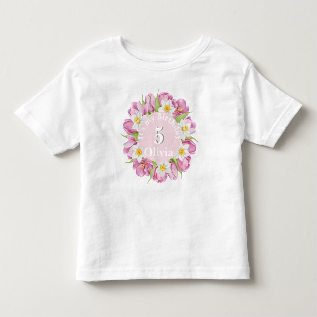 Camiseta Infantil Primavera Aniversário de criança de ventilador col (Frente)