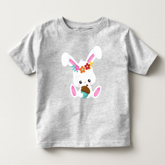 Camiseta Infantil Primavera, Coelhinho Bonito, Coelhinho Pequeno, Fl (Frente)