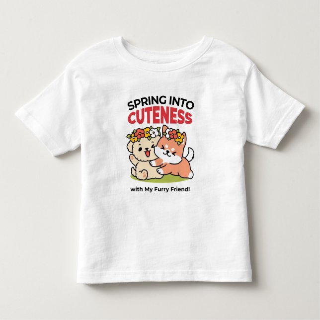 Camiseta Infantil Primavera dentro da cutena - Ilustração Adorável d (Frente)