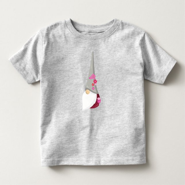Camiseta Infantil Primavera Gnomo, Gnomo Bonito, Gnomo Jardim, Flore (Frente)