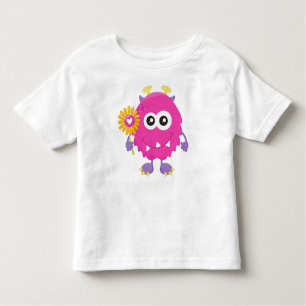 Camiseta Infantil Primavera Monstro, Monstro Rosa, Flores, Cornos