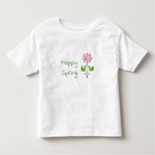 Camiseta Infantil Primavera verde feliz com ventoinha rosa