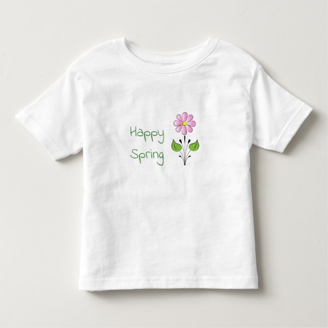 Camiseta Infantil Primavera verde feliz com ventoinha rosa (Frente)