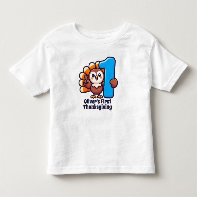 Camiseta Infantil Primeira Ação de Graças Personalizada Turquia (Frente)