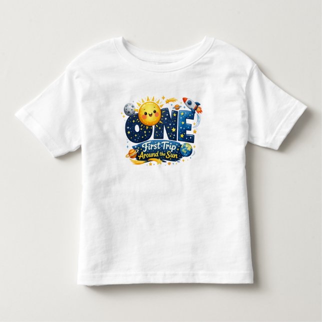 Camiseta Infantil Primeira Volta ao Sol Primeiro Aniversário (Frente)