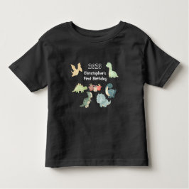 Camiseta Infantil Primeiro Aniversário Aquarela Dinossauro Fofo Pret