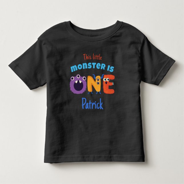 Camiseta Infantil Primeiro aniversario De Monstros De Alfabeto Este  (Frente)