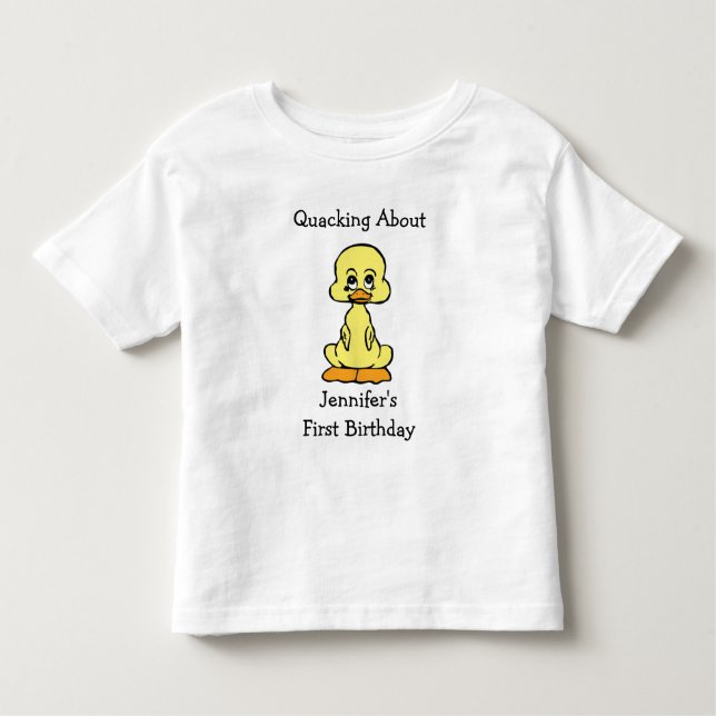 Camiseta Infantil Primeiro Aniversário Feliz Pequeno Duque Amarelo (Frente)