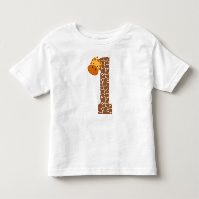 Camiseta Infantil primeiro aniversario Girafa Animal de 1 Ano (Frente)