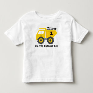 Camiseta Infantil Primeiro Aniversário, Rapaz Amarelo, Caminhão de B