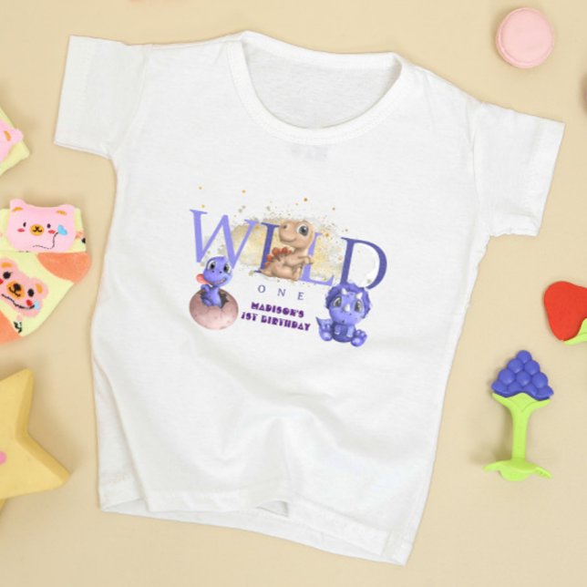 Camiseta Infantil Primeiro aniversario Simples Engraçado Dino (Criador carregado)