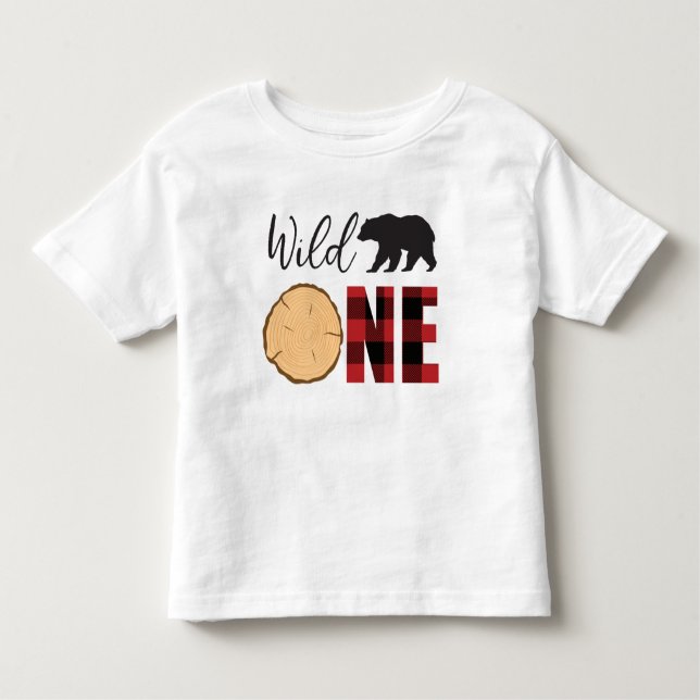 Camiseta Infantil Primeiro aniversario Vermelho de Urso Negro Selvag (Frente)
