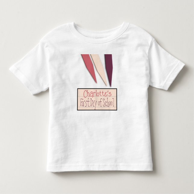 Camiseta Infantil Primeiro dia de escola, bonito e personalizável (Frente)