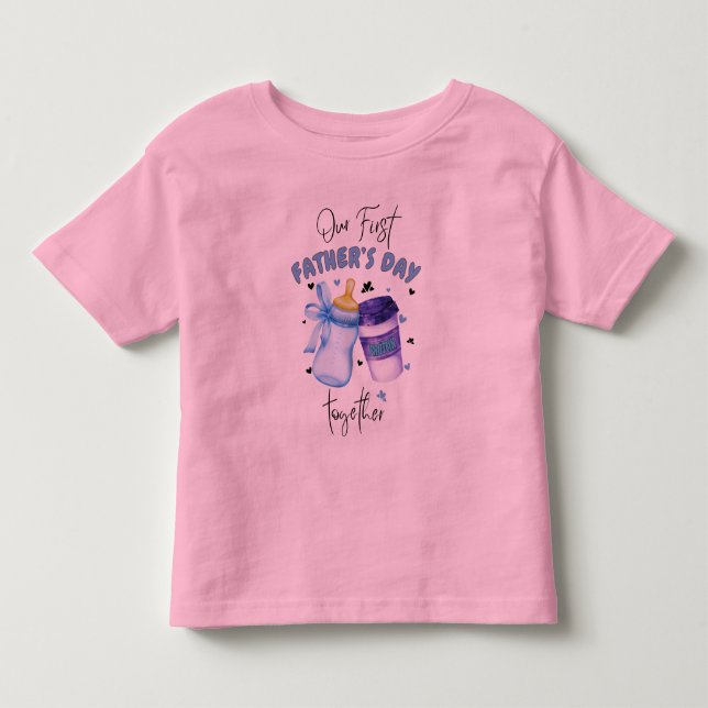 Camiseta Infantil Primeiro Dia dos Pais Juntos Roupa combinando / Az (Frente)