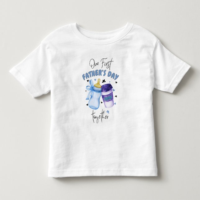 Camiseta Infantil Primeiro Dia dos Pais Juntos Roupa combinando / Az (Frente)