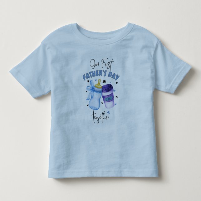 Camiseta Infantil Primeiro Dia dos Pais Juntos Roupa combinando / Az (Frente)