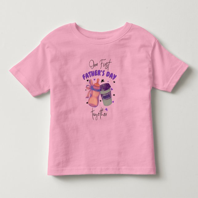 Camiseta Infantil Primeiro Dia dos Pais Juntos Roupas Combinando/Rox (Frente)