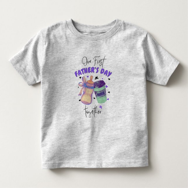 Camiseta Infantil Primeiro Dia dos Pais Juntos Roupas Combinando/Rox (Frente)