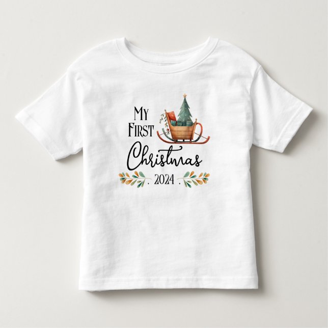 Camiseta Infantil Primeiro Grama de Aquarela de Natal (Frente)