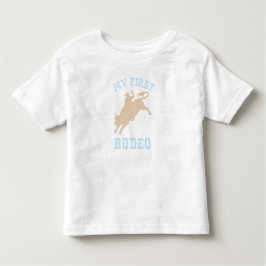 Camiseta Infantil Primeiro Rodeo Bebê Azul e Bronco Aniversário