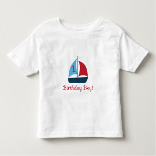 Camiseta Infantil Primeiro t-shirt do barco de vela do aniversário