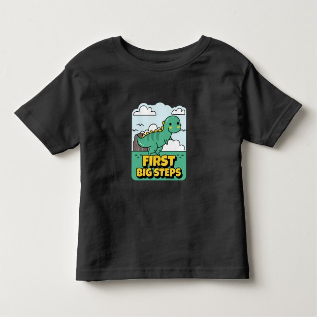 Camiseta Infantil Primeiros passos Dinossauros Crianças Dinossauras  (Frente)
