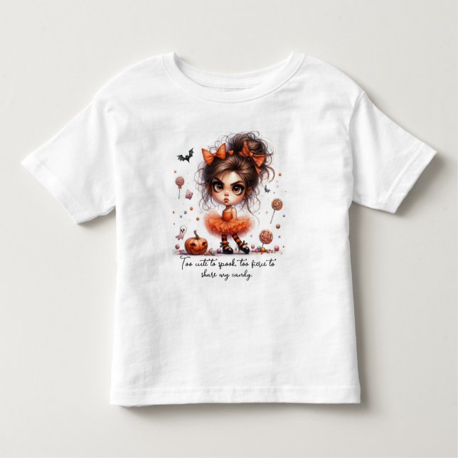 Camiseta Infantil Princesa Abóbora – Doce, Assustadora e Encantada (Frente)