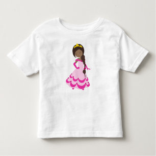 Camiseta Infantil Princesa Afro-Americana, Coroa, Palhaço, Vestido R