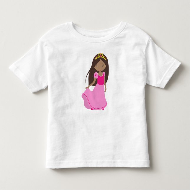 Camiseta Infantil Princesa Afro-Americana, Rainha, Coroa, Vestido de (Frente)