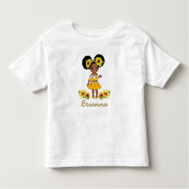 Camiseta Infantil Princesa Americana Africana Garota Sunflower Puff 