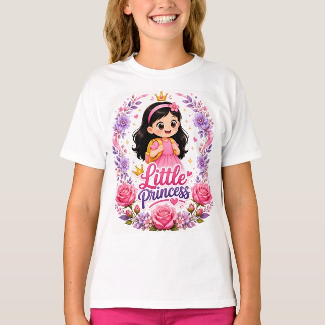 Camiseta infantil princesa chaleira fofa. (Frente)