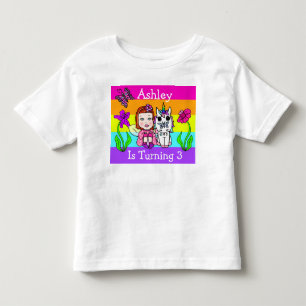 Camiseta Infantil Princesa de aniversário e Unicórnio de idade e n