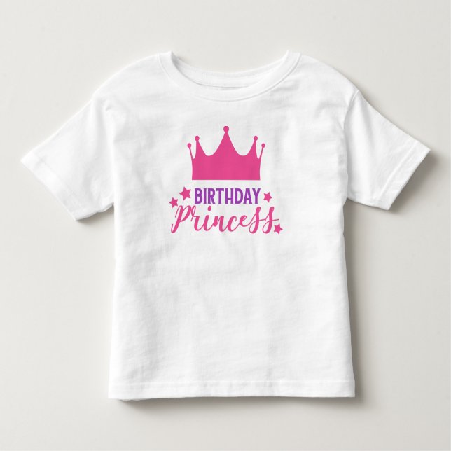 Camiseta Infantil Princesa de aniversário, Princesa pequena, coroa,  (Frente)