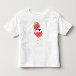 Camiseta Infantil Princesa Flamingo, Flores, Coroa, Flamingo Fofo