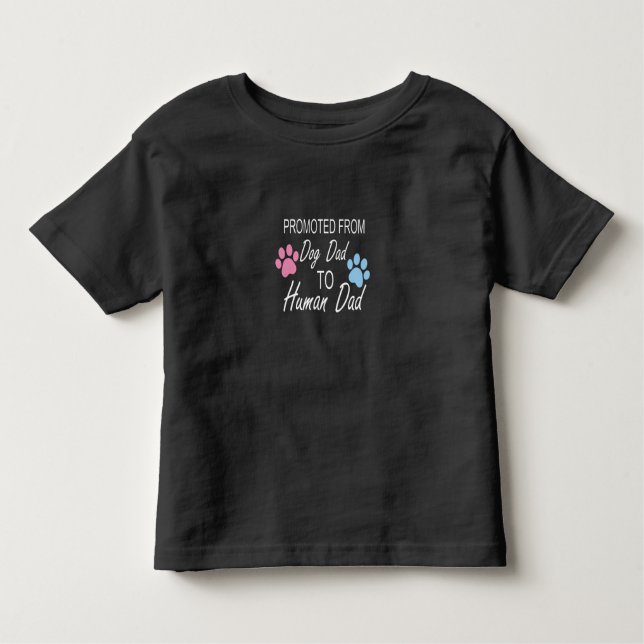 Camiseta Infantil Promovido de pai de cão para pai humano, presente  (Frente)
