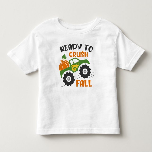 Camiseta Infantil Pronto Para Esmagar O Caminhão Monstro Da Pumpkin (Frente)