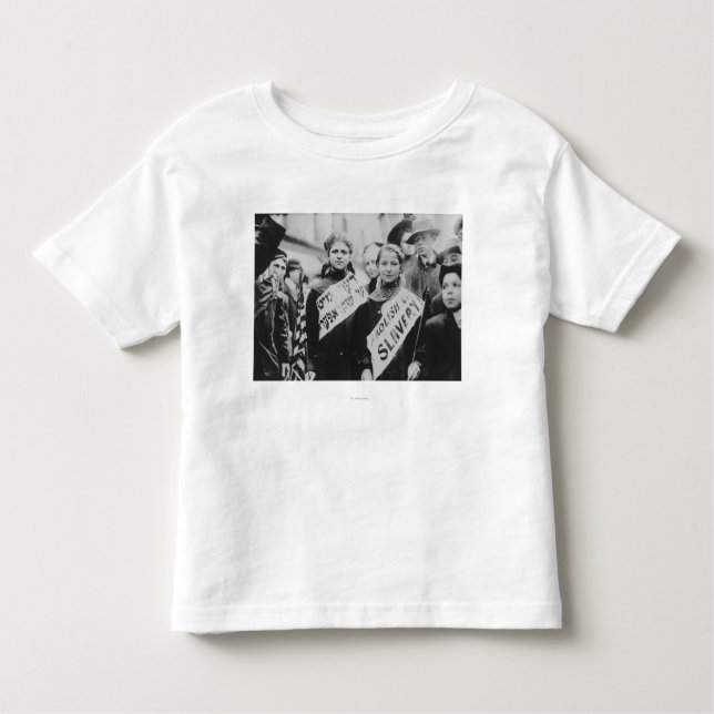 Camiseta Infantil Protesto contra trabalhos infanteis na parada (Frente)